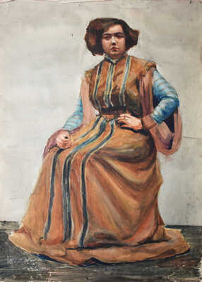 Дейнеко Ольга Константиновна. Эскиз костюма дамы в коричневом платье